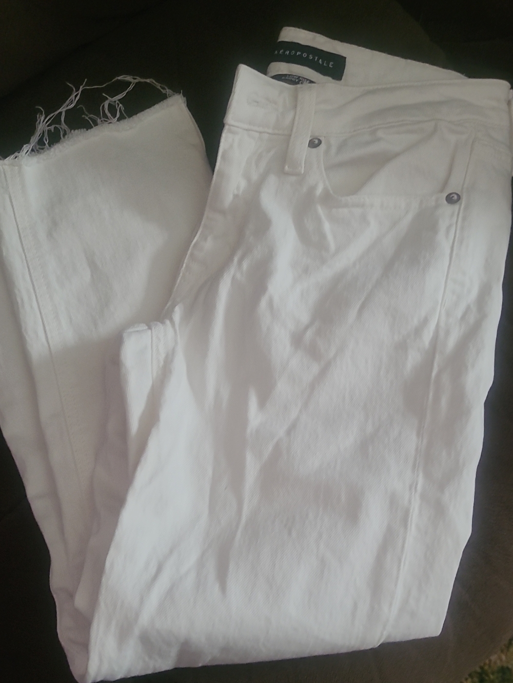 Aeropostale Women's White Low Rise Baggy Crop